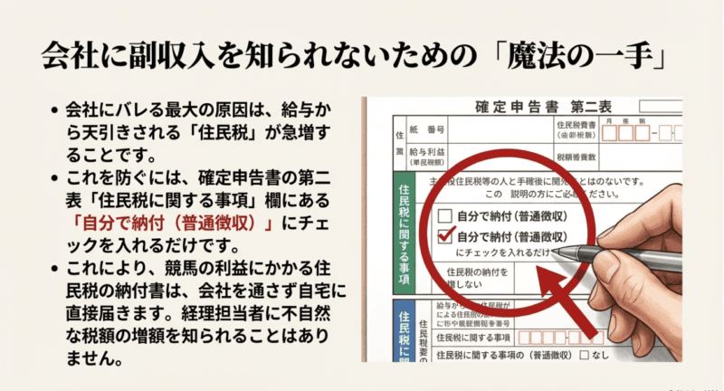 住民税を自分で納付（普通徴収）にチェックを入れて会社への副収入発覚を防ぐ方法
