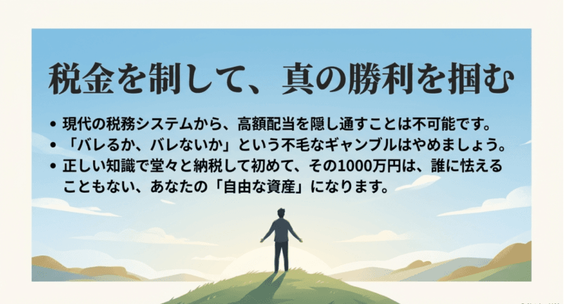 正しい納税知識で高額配当を自由な資産に変えるという結論スライド